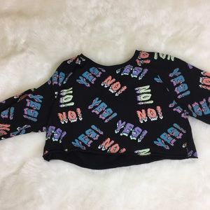 CROPPED BLACK NEON SWEATSHIRT
